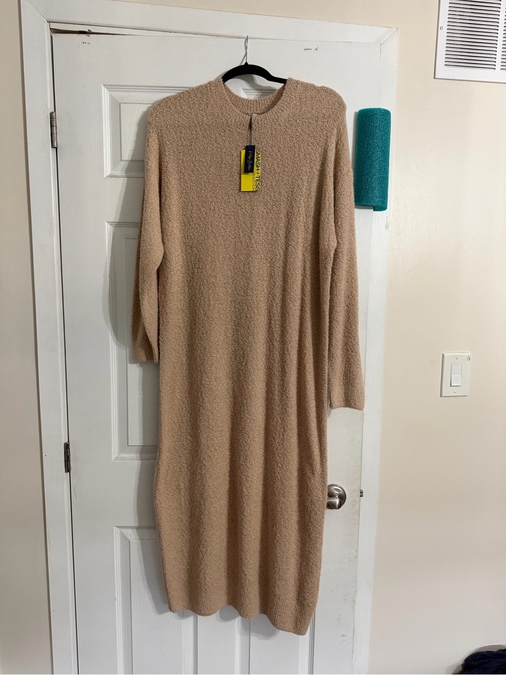 Smash + Tess Beige Long-Sleeve Maxi Knit Dress